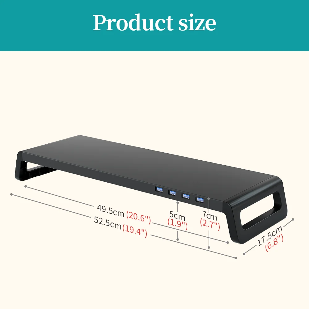 Imagem -06 - Suporte Universal do Riser do Monitor Liga de Alumínio Suporte do Abs Suporte da Tela do pc Suporte com Hub Usb 3.0