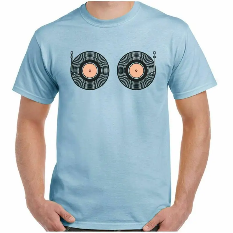Camiseta Dj Boob Decks para hombre, divertido reproductor de técnicas de discos de vinilo, Top de Festival Djing
