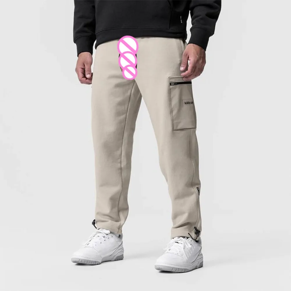 Extra Thickened Sweatpants Gym Invisible Open Crotch Outdoor Sex Casual Pants Men Loose Trousers Multi Pocket Training Trousers