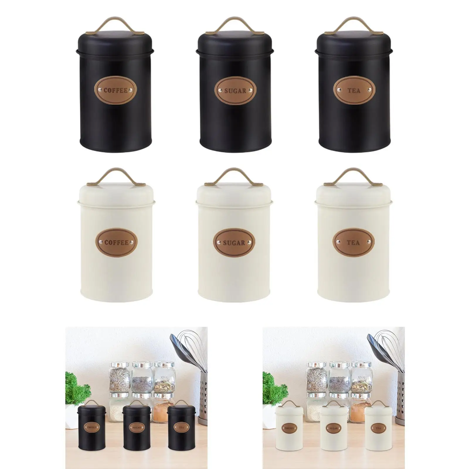 

3 Pieces Airtight Kitchen Canister Pantry Jars Container for Flour Cookie