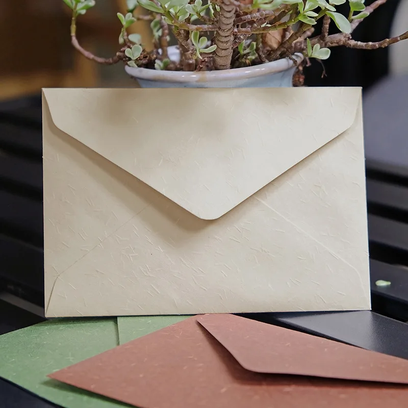 Sobres de papel con textura de madera, suministros para pequeñas empresas, postales para estudiantes, sobres para invitaciones de boda, papelería, 50 Uds./lote