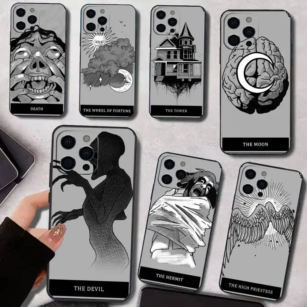 

Tarot Card P-Phasmophobia Phone Case For IPhone 17,16,15,14,13,12,11,Plus,Pro,Max,Plus,XS,soft case Black silicone
