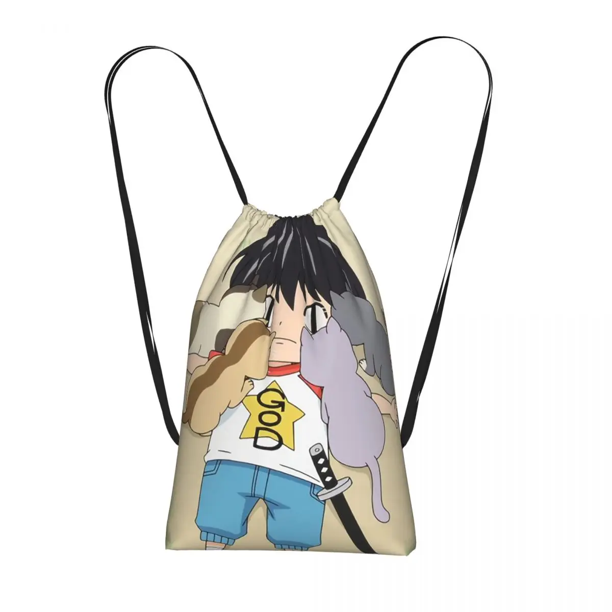 

Cute Anime Kotaro Lives Alone (3) Backpacks Fashion Drawstring Bags Storage Bag Book Bags for Travel School
