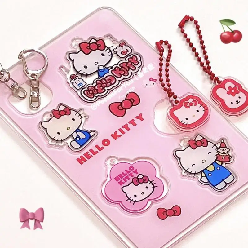 Hello Kitty Diy Acrylic Pendant Sanrio Self-Made Anime Cartoon Keychain Toys Backpack Decoration Dismantling Board Toy Girl Gift