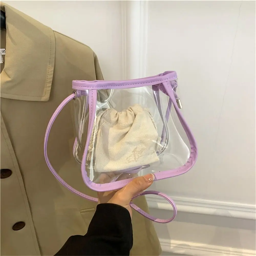 Transparent Shoulder Bag Daily Small Candy Color Clear Jelly Bag PVC Messenger Bag Women Girls