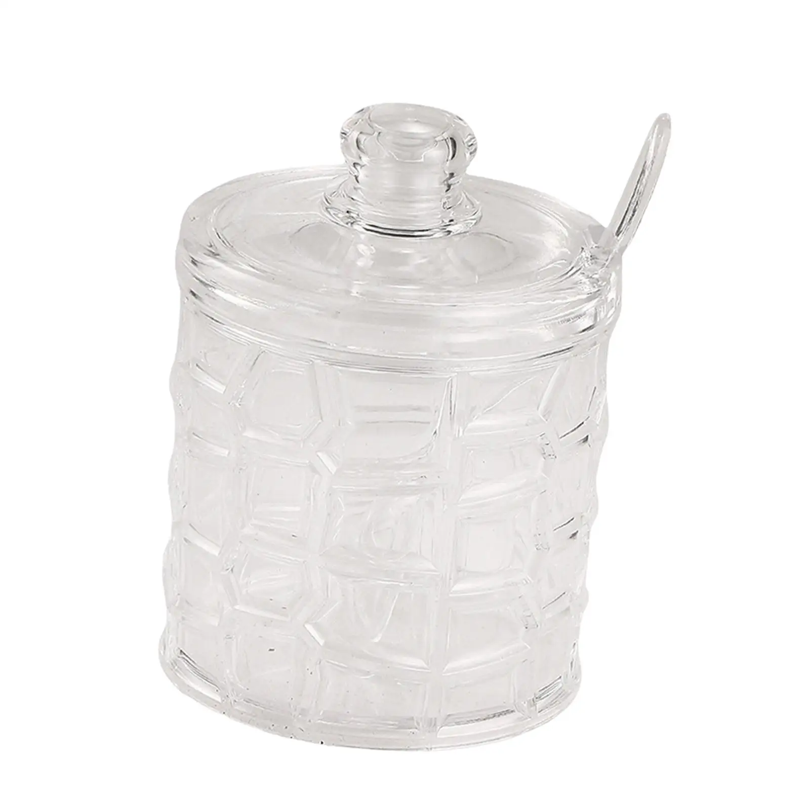 Acrylic Condiment Box Spice Pots Airtight Sugar Container with Spoon Kitchen Organizer for Storing Seasonings