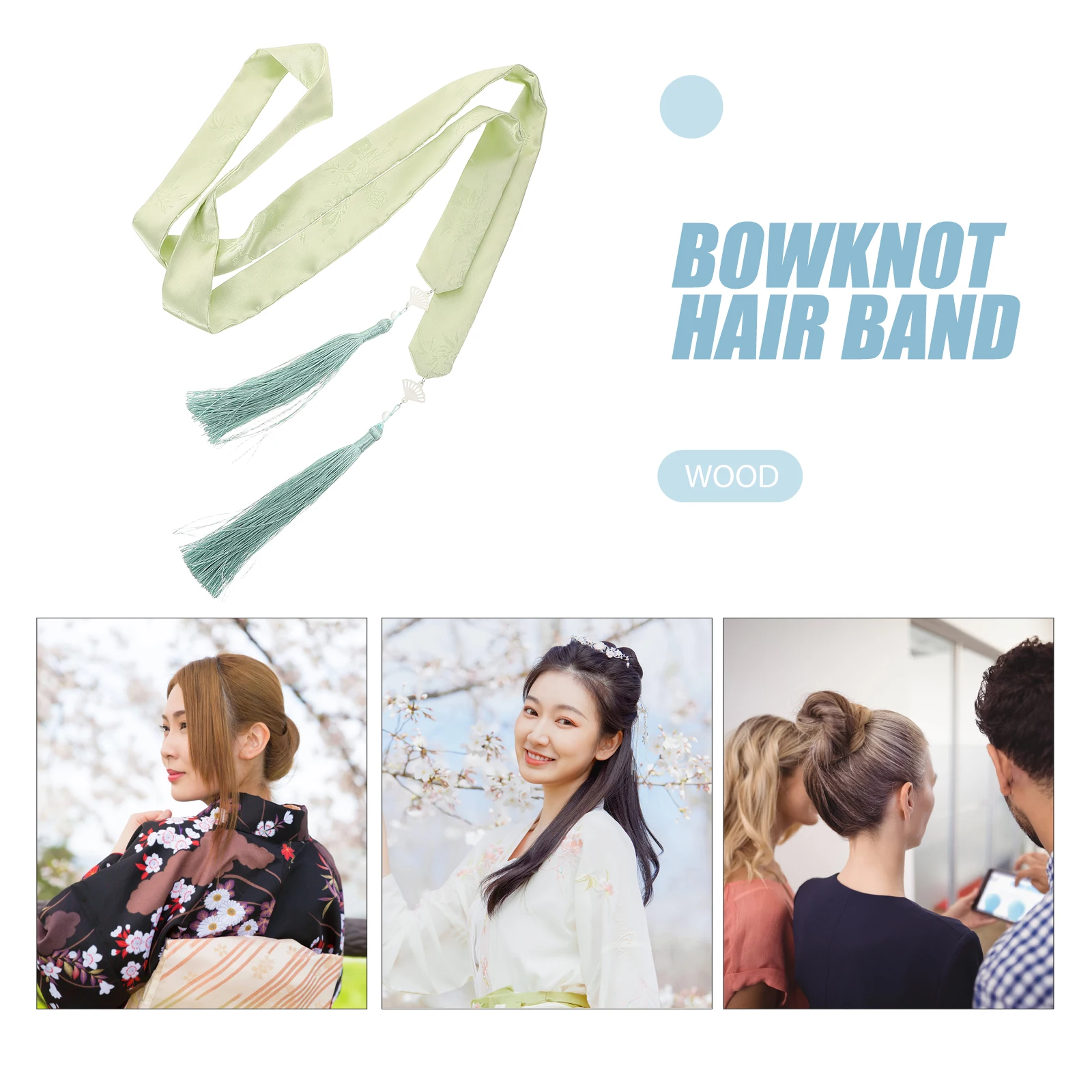 

Hanfu Ribbon Soft Green Bamboo Chrysanthemum Tassel Hair Band Vintage Chinese-Inspired Headwear For Women Daily Wear