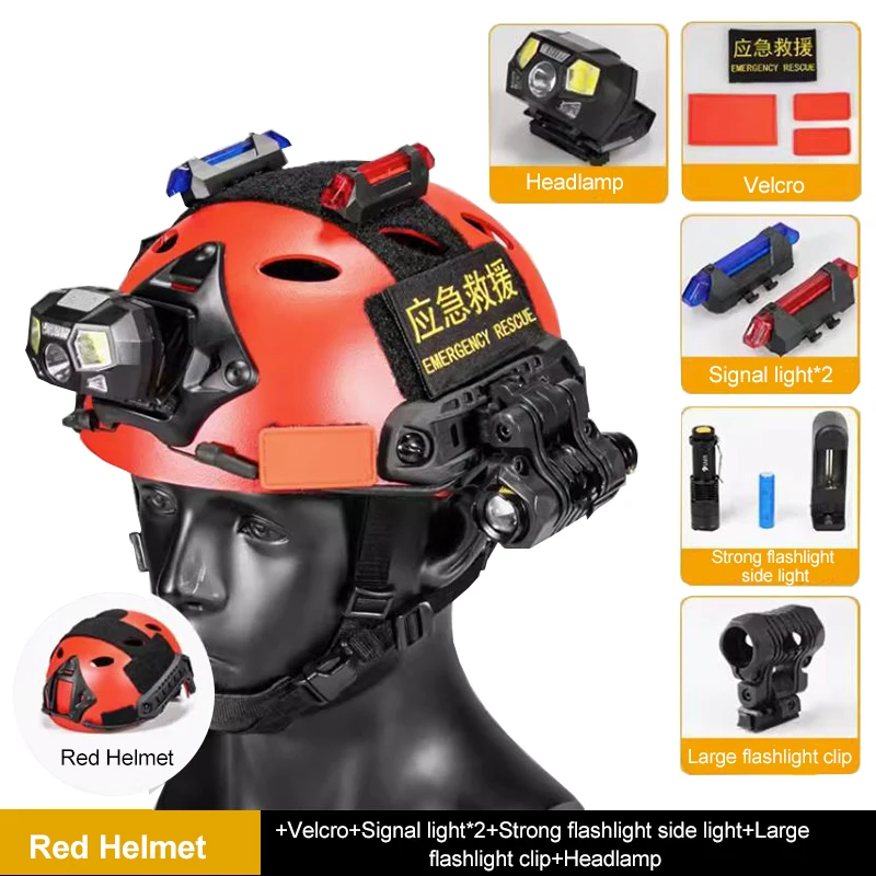 خوذة BOOIU التكتيكية الحمراء PJ Hole خفيفة الوزن وقابلة للتعديل في حالات الطوارئ خوذة سريعة متعددة الوظائف لإنقاذ الفيضانات معدات احترافية