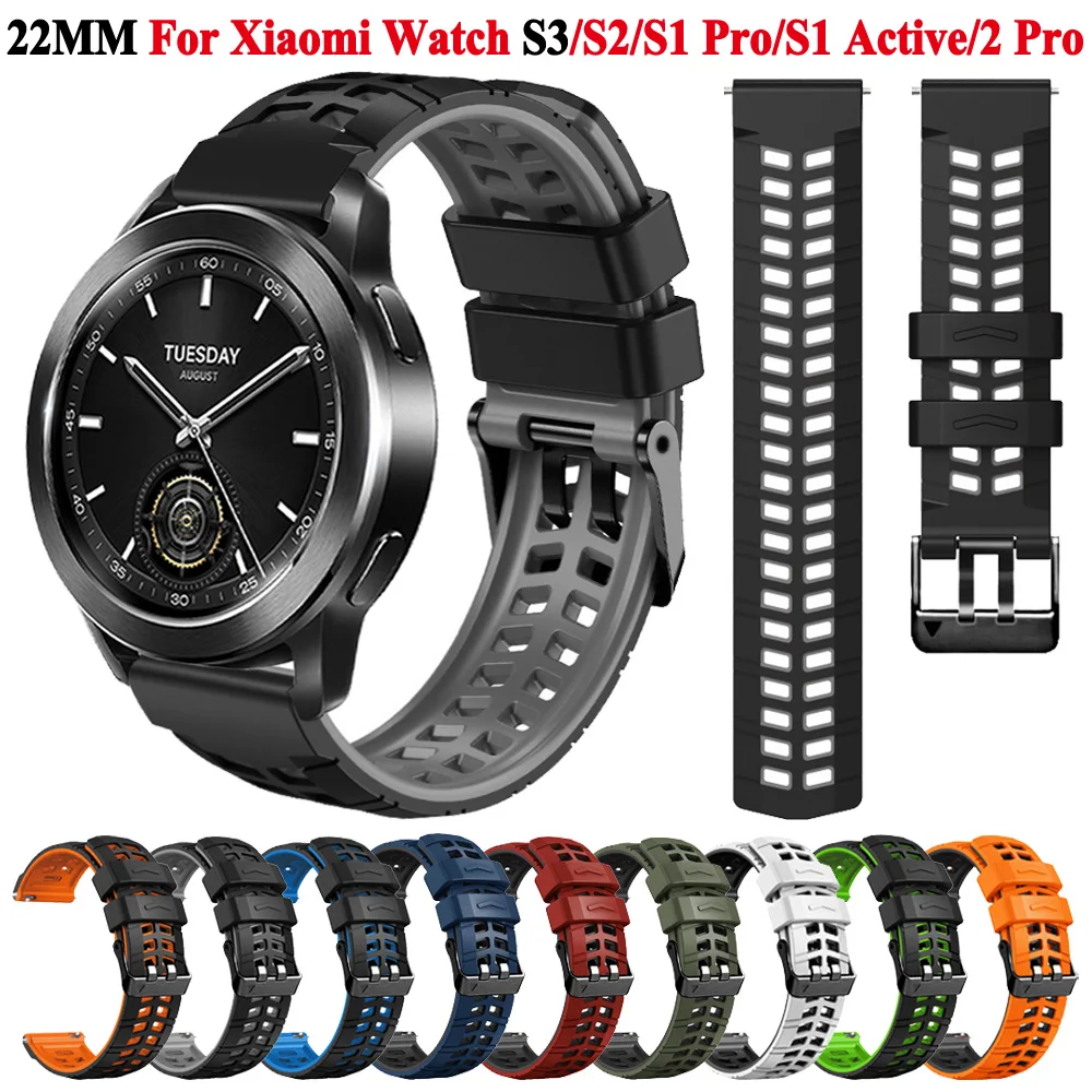 Replacement 22mm Sports Silicone Watch Strap Bracelet Watch Band For Xiaomi Watch S3 S2 S1 Active Xiaomi Watch 2 Pro Wirstband