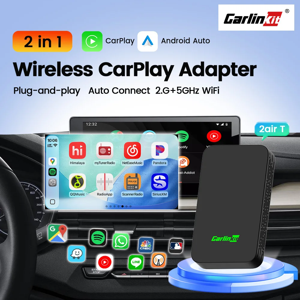 

Беспроводной адаптер CarlinKit 5.0 2Air для CarPlay и Android Auto с поддержкой проводного CarPlay/Android Auto и USB-портом Wi-Fi для автомобильных магнитол