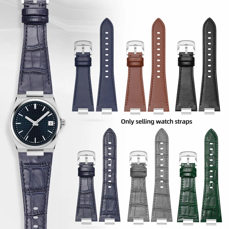 Para 1853 tissot prx t137 super player pulseira de relógio metal boca elevada t137407a t137410a pulseira de couro liberação rápida 12mm azul