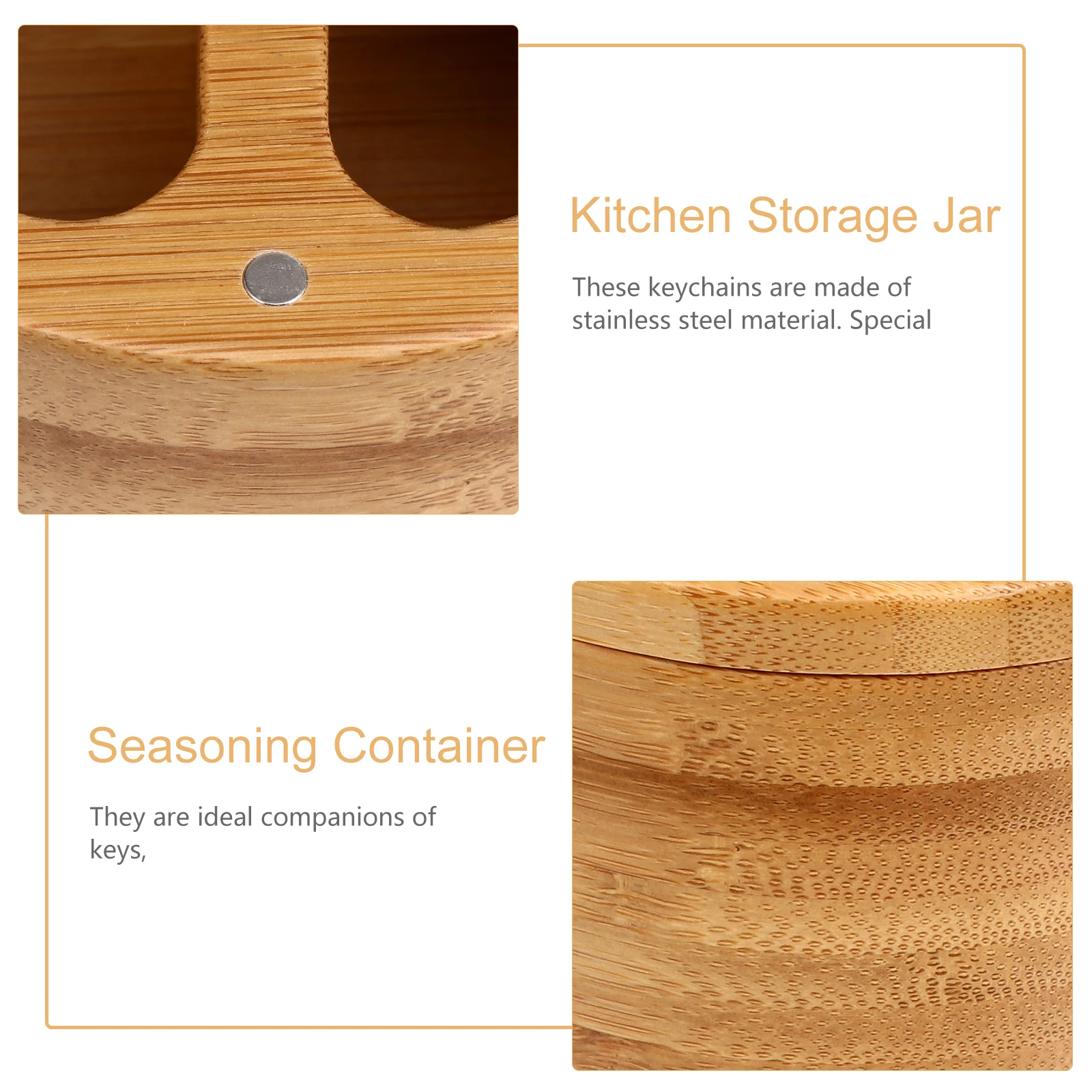 

Bamboo Spice Jar Seasoning Container Salt Jar Kitchen Storage Jars Double Grids Eco Friendly Carbonized Round Practical