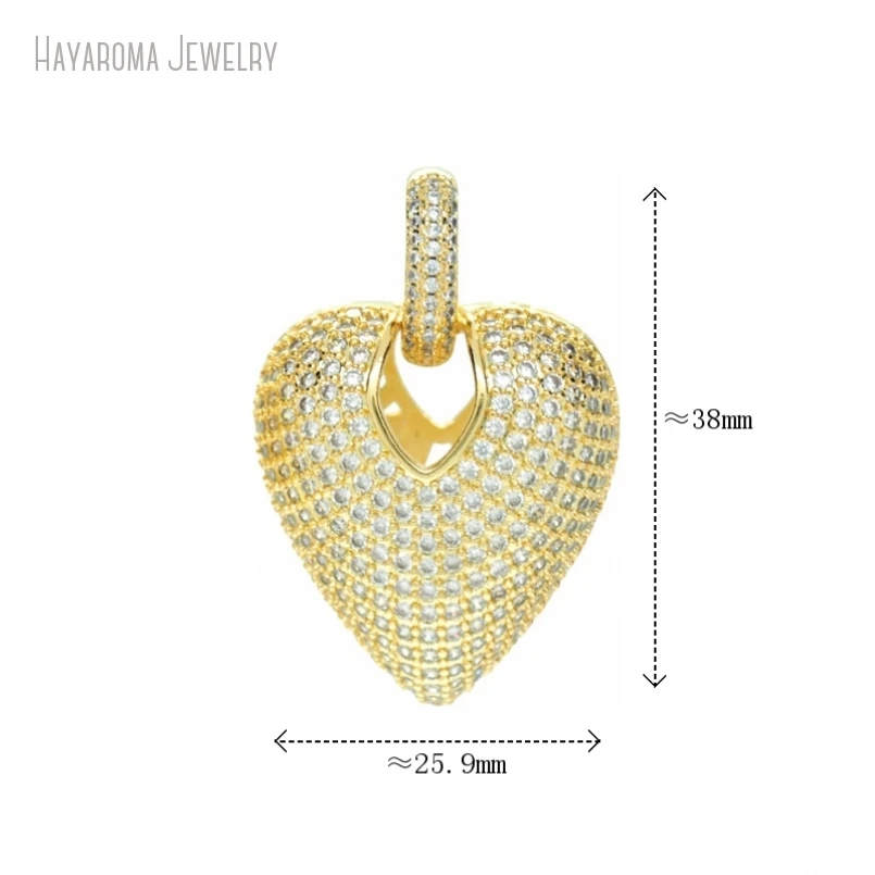 

5Pcs Hearts Heart Shape Point Metal Cubic Zirconia Copper Gift For Her Jewelry Invisible Setting Gold Color Pendant