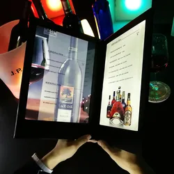 1Piece Led Menu Book Light A4 PU Leather Order Double Page Message List Lamp Restaurant Bar Beer Desktop Display Decoration