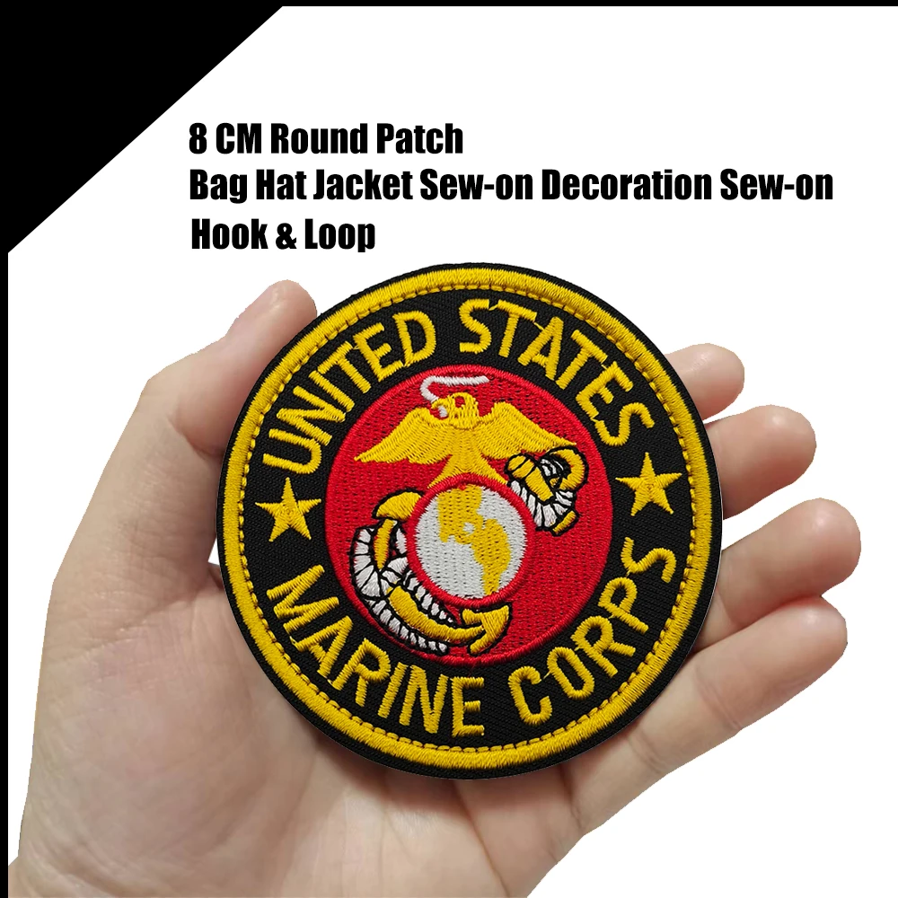 Tactical Army Round AIR FORCE Embroidery Sealteam Of USA Fabric Marine Patch Label Jacket Loop Backing For Bag Shirt Sew-on