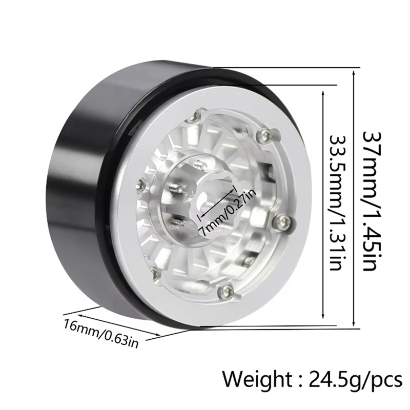 Умный алюминиевый 1,3-дюймовый обод колеса с бусинами для 1/18 Traxxas Trx4m 1/24 Scx24 Fms24 Rc гусеничный автомобильный ступица колеса