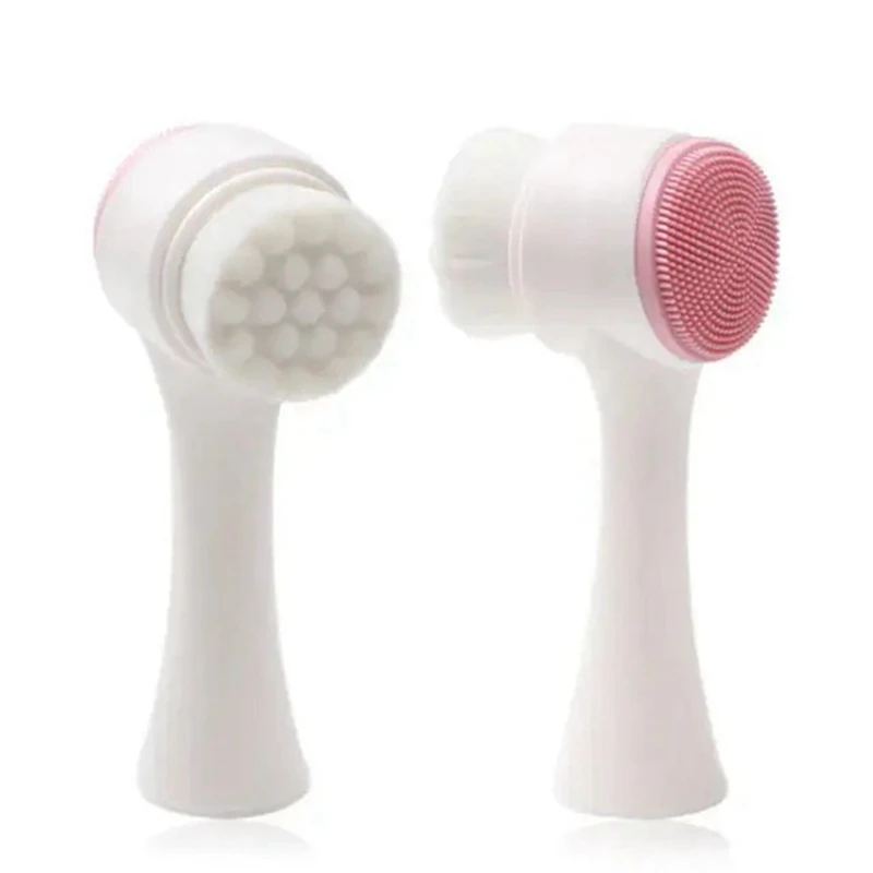 3D Double-Sided Facial Cleanser, Manual Massage Facial Brush, Soft Bristle Double-Sided Facial Cleanser