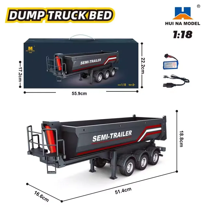 

Hui Na 1/18 1509 Rc Semi Dump Trailer Electric Lifting For Rc Tractor Truck 1501 Tail Light Support Leg No Sound System Model