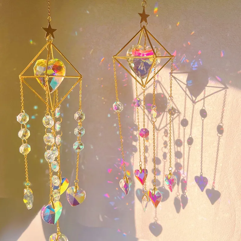

New Love Crystal Wind Chime AB Color Gardening Decoration Air Sun Catcher Wind Chime