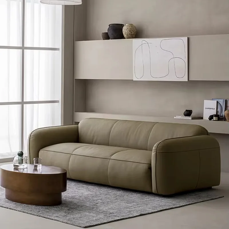 Nordic Simple Three-seat Genuine Leather Office Sofa Living Room Furniture