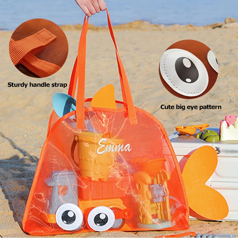 Embroidery Customization / Standard Version Mesh Fish-Style Beach Bag, Women's Handbag, Large Capacity for Storing Outdoor Beach Items, Suitable for Vacations, Parties, Swimming, Fitness, Creative Gifts, Birthdays, Anniversaries, Graduation Season, Souvenirs!