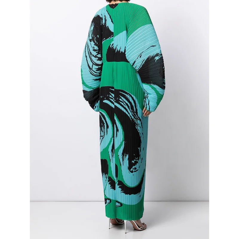 Women Hand-Painted Long Dress, Autumn, Winter, Loose, Long Sleeve, Designer, Elegant, Fashion, Clothing, Brand SAPYU, 2004, New