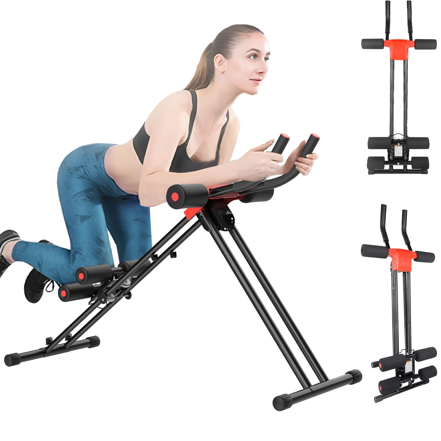 Appareil d'entraînement abdominal à 5 vitesses, design ergonomique, exercice du tronc, résistance réglable, antidérapant, pour jambes, bras et fessiers, noir