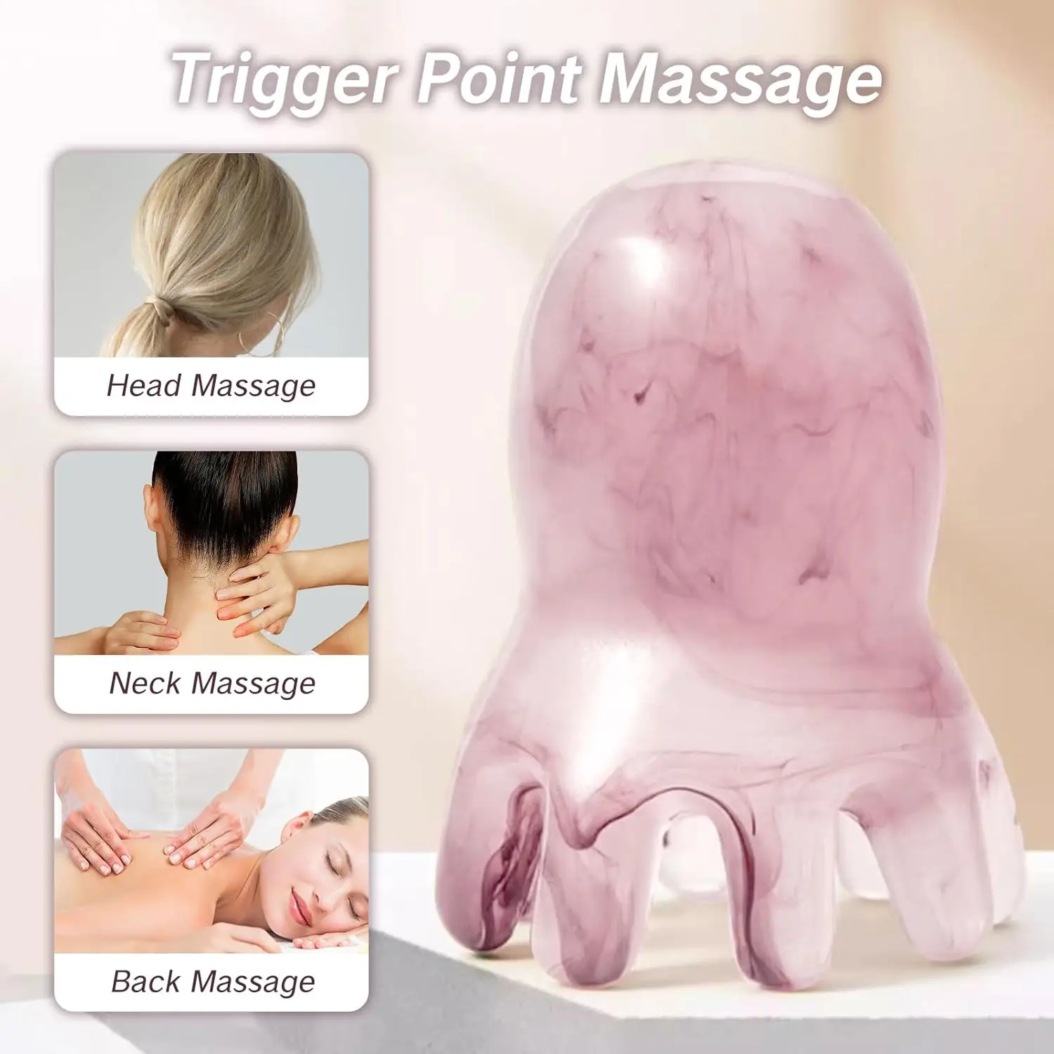 Resin Octopus Massage Comb Head Meridian Scraping Scalp Massage Brush Acupuncture SPA GuaSha Massage Comb Fatigue Relief Massage