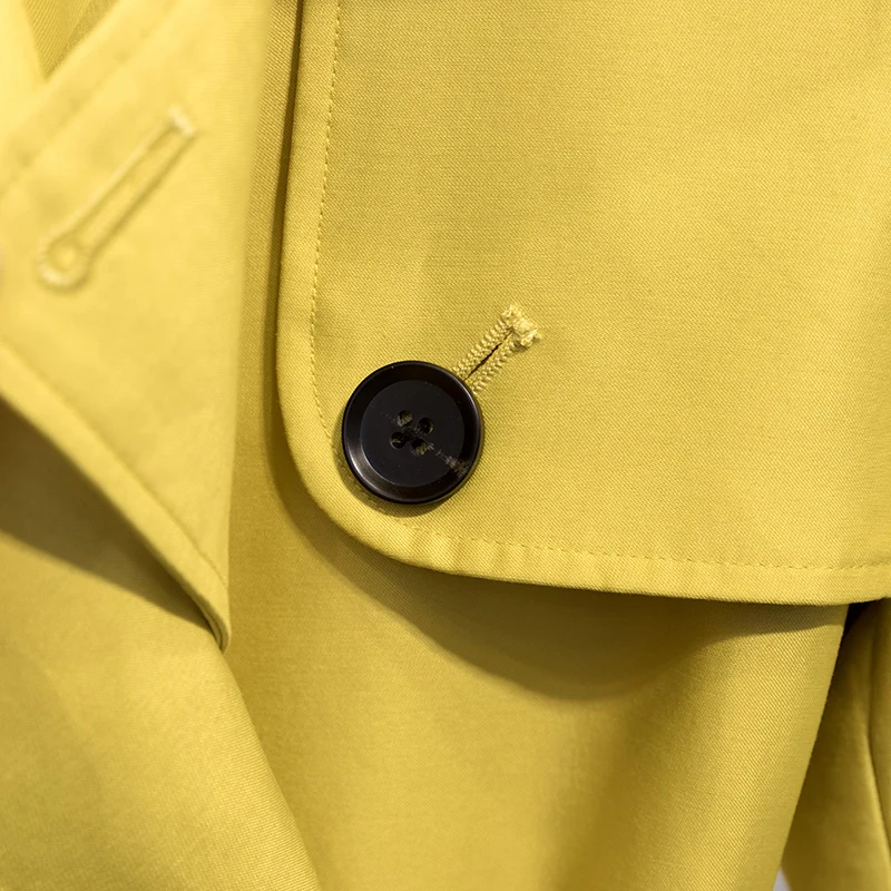 [FEIZI Consort]Classic and minimalist mid length trench coat for women's spring 2023 new collection temperament yellow jacket