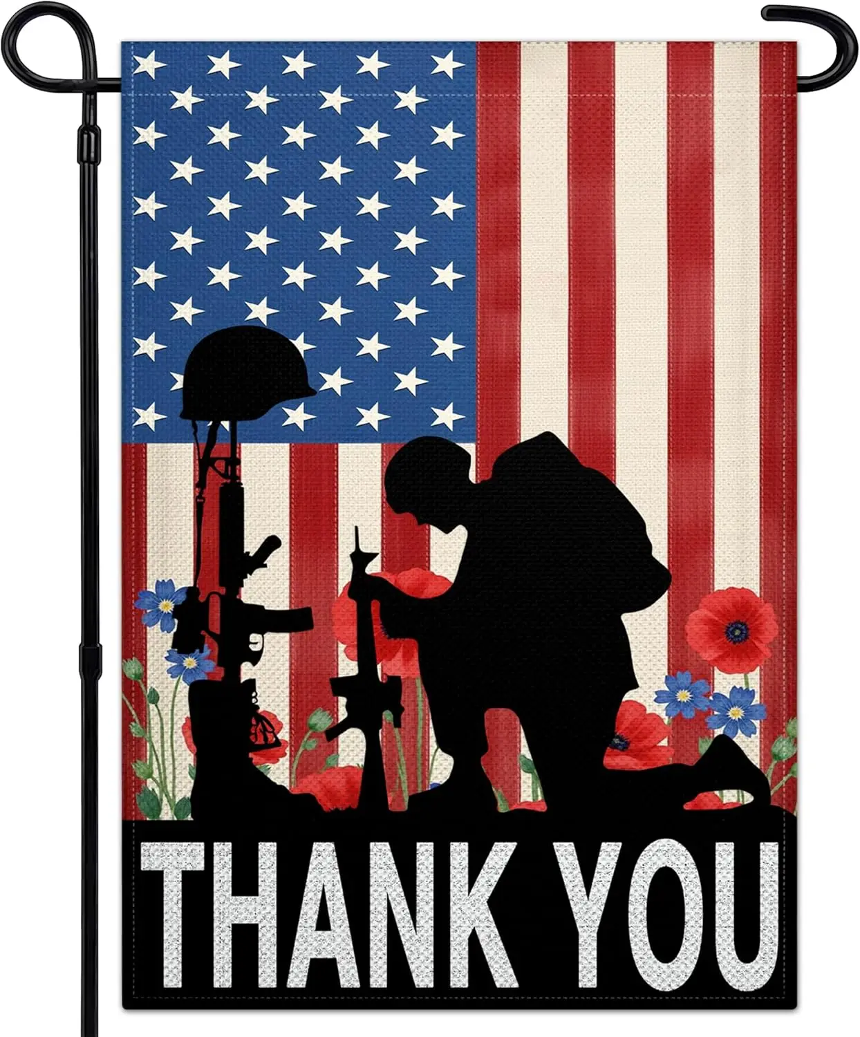 Memorial Day Garden Flags for Outside 12x18 Thank You Heroes Yard Flag Patriotic Remembrance Sympathy Decor for Outdoor Porc jjp