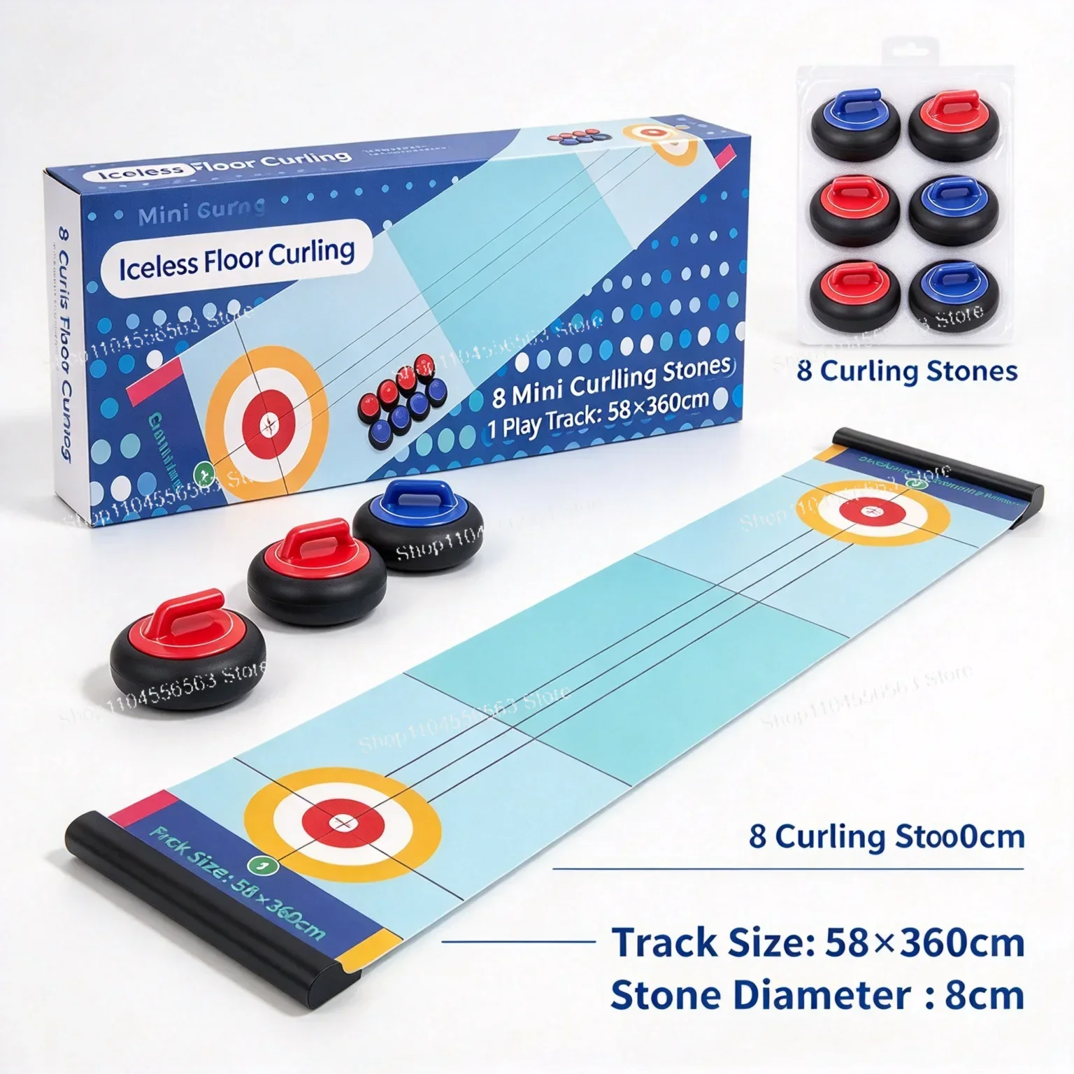 Tabletop Dryland Curling Game Set, Interactive Team Building Sports Prop for Party & Indoor Entertainment Activities