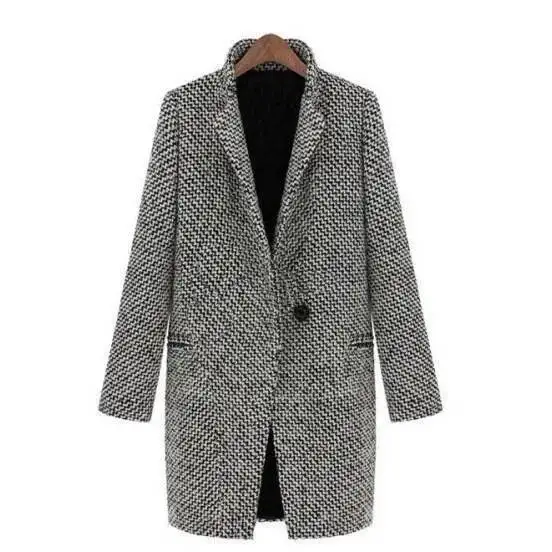 

Women's Autumn Winter Jacket Mid Length Overcoat Coat Slim Fit Long Commute Sleeve Stand Collar Patchwork