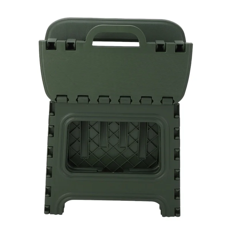 Folding Step Stool PP Thickened Portable Small Kids Step Stool With Handle For Outdoor Camping Fishing Picnic (Grey Green) S
