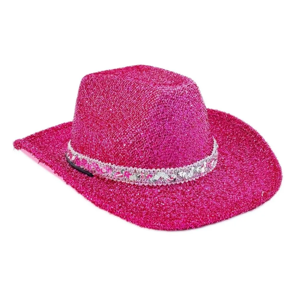 Cool Sequin Bowler Hat Shimmering Glitter Western Cowboy Hat Adjustable Jazz Hat Cowgirl Hat Halloween Party