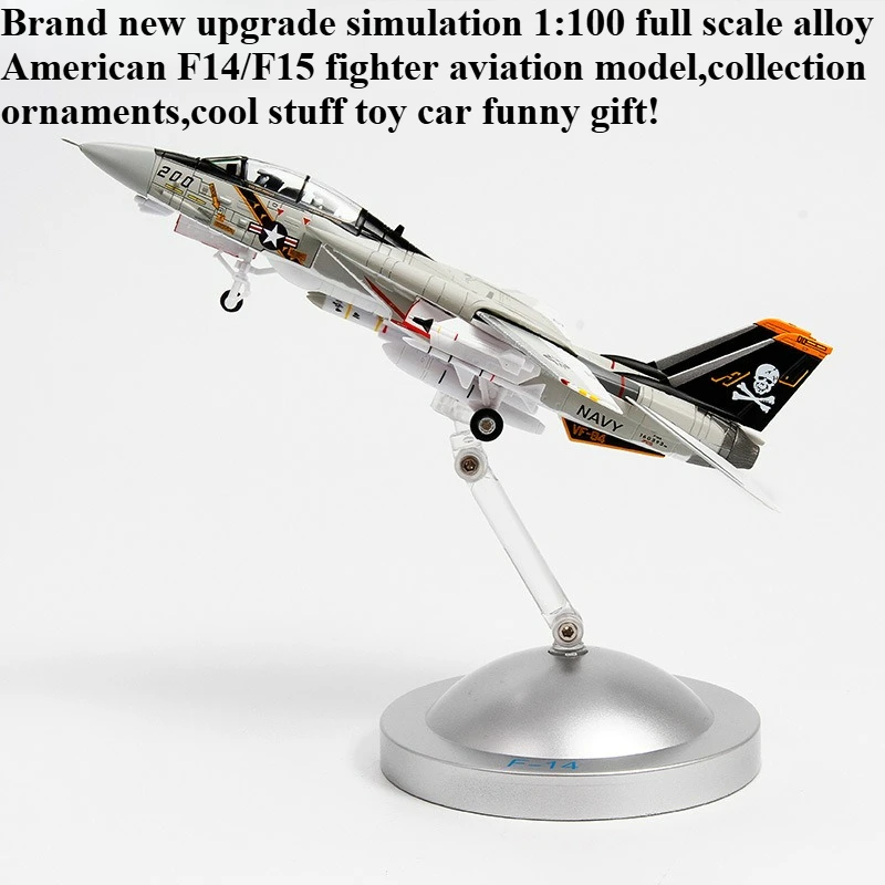 

Cool Stuff Toy Car Funny Gift-Simulation 1:100 Alloy F14/F15 Fighter Aircraft Car Model,Collection Ornament,Kawaii Toys for Kids