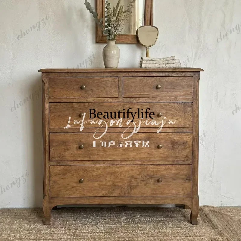 C178  American retro solid wood chest of drawers, multi-layer drawers, household locker, wall side cabinet