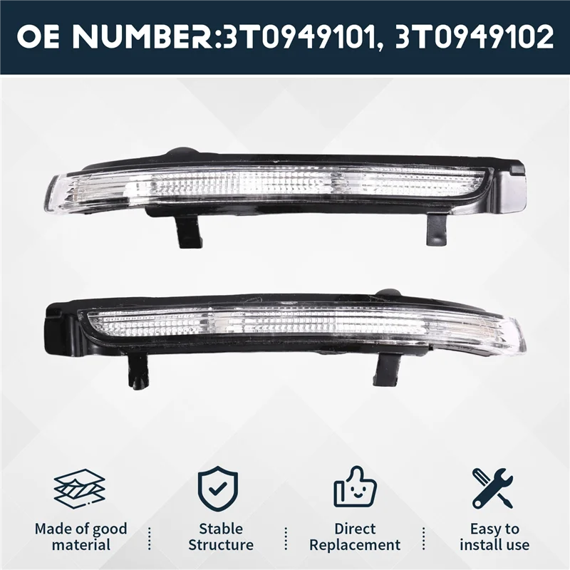 

For Skoda Octavia Superb 2009-2013 1 Pair Car Rearview Mirror Turn Signal Flashing LED Indicator 3T0949101, 3T0949102