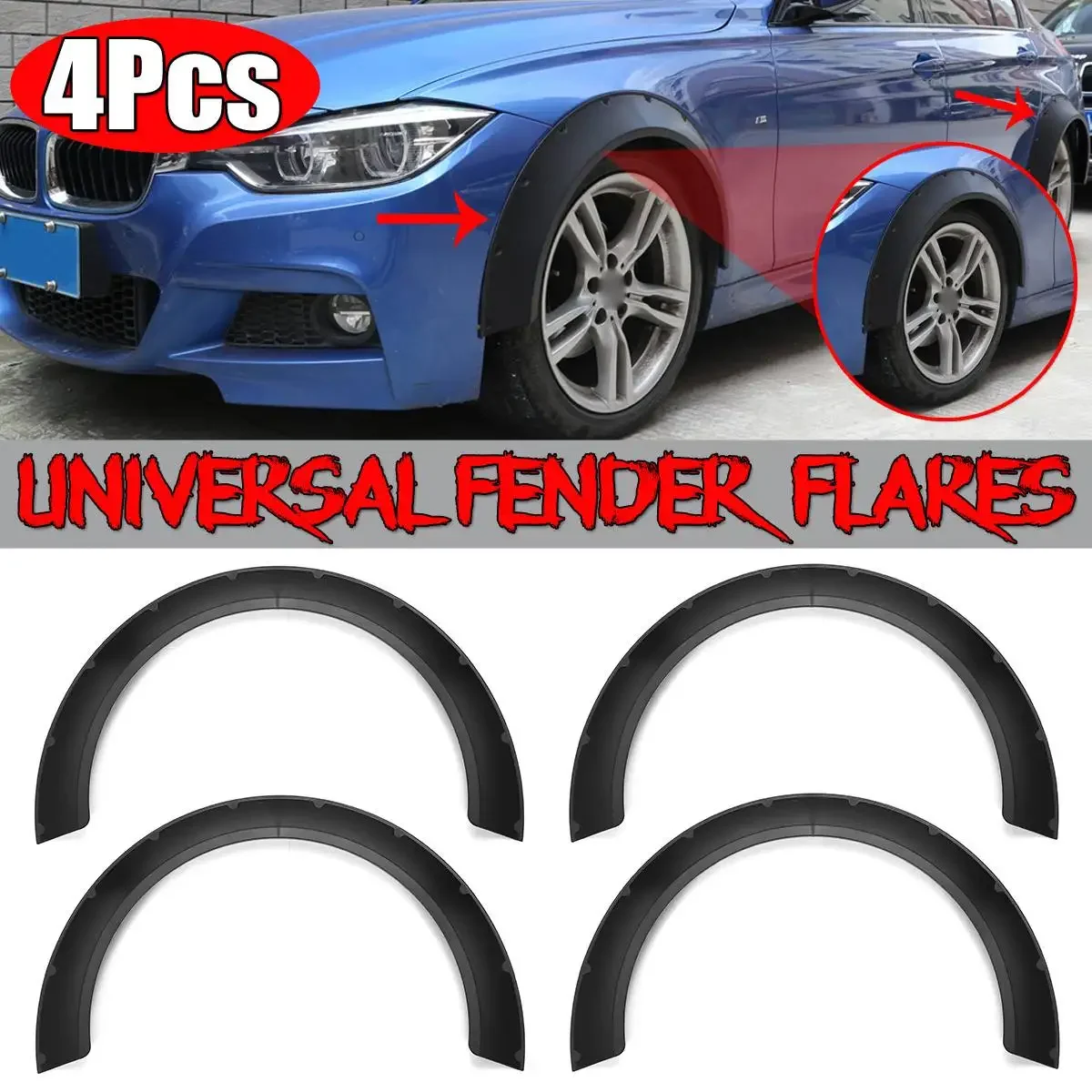 

Universal 4pcs Flexible Car Wheel Fender Flares Body Kits Extra Wide Body Mudguards For Ford For Mustang For Focus For Fiesta