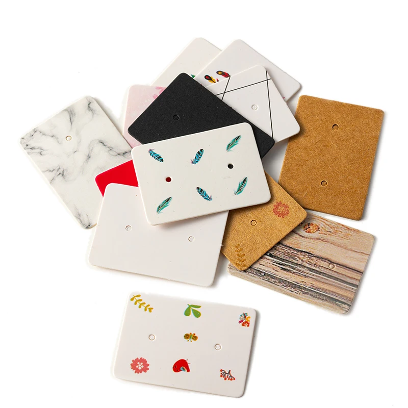 100pcs Kraft Paper Earrings Holder Display Cards Cute Holder For Ear Stud Jewelry Selling Small Businesses Packaging Supplies