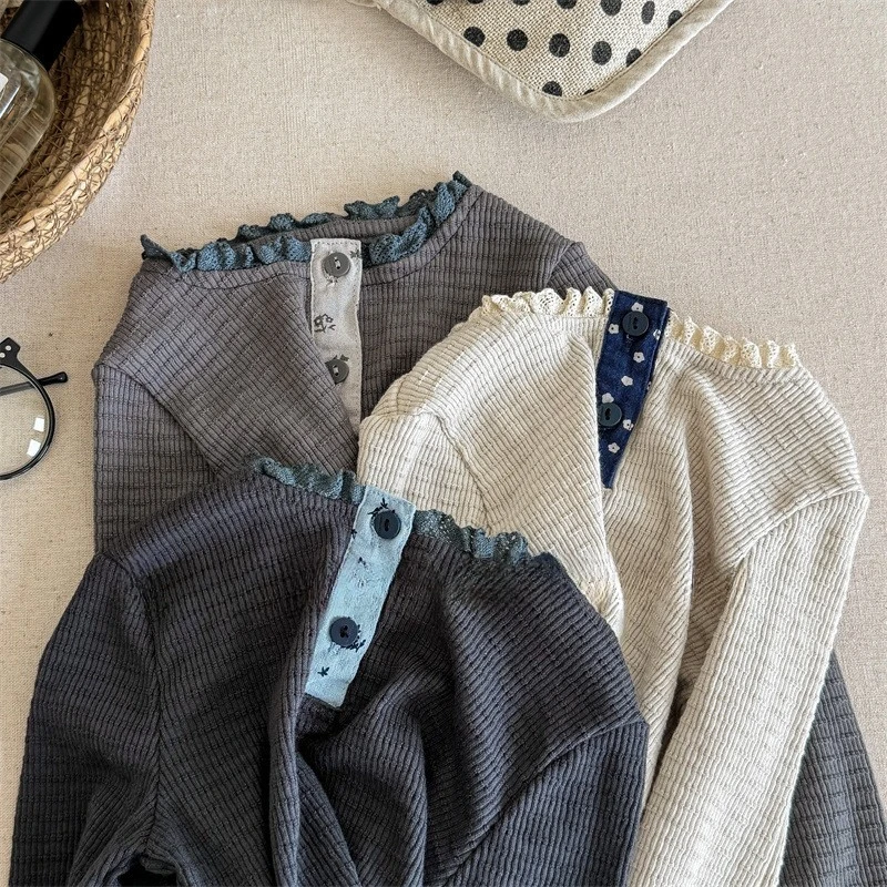 2026 Autumn Kids Korean Style Long Sleeve T-Shirt Girls Shirt Style Basic Undershirt Casual Tops