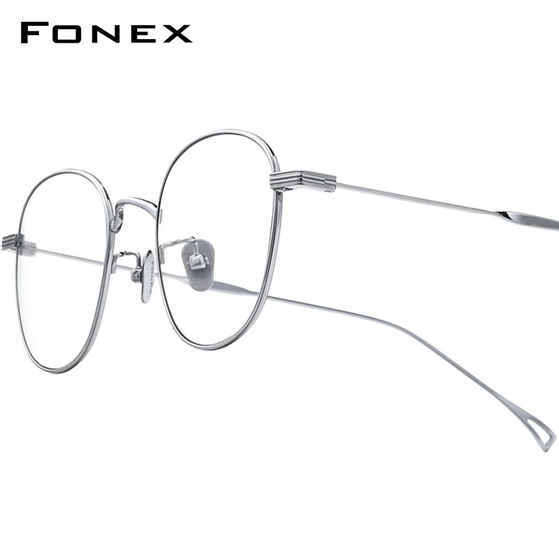 FONEX Titanium Glasses Frame Women Brand Design Retro Vintage Round Eyewear for Men Ultralight Korean Japanese Eyeglasses 8554