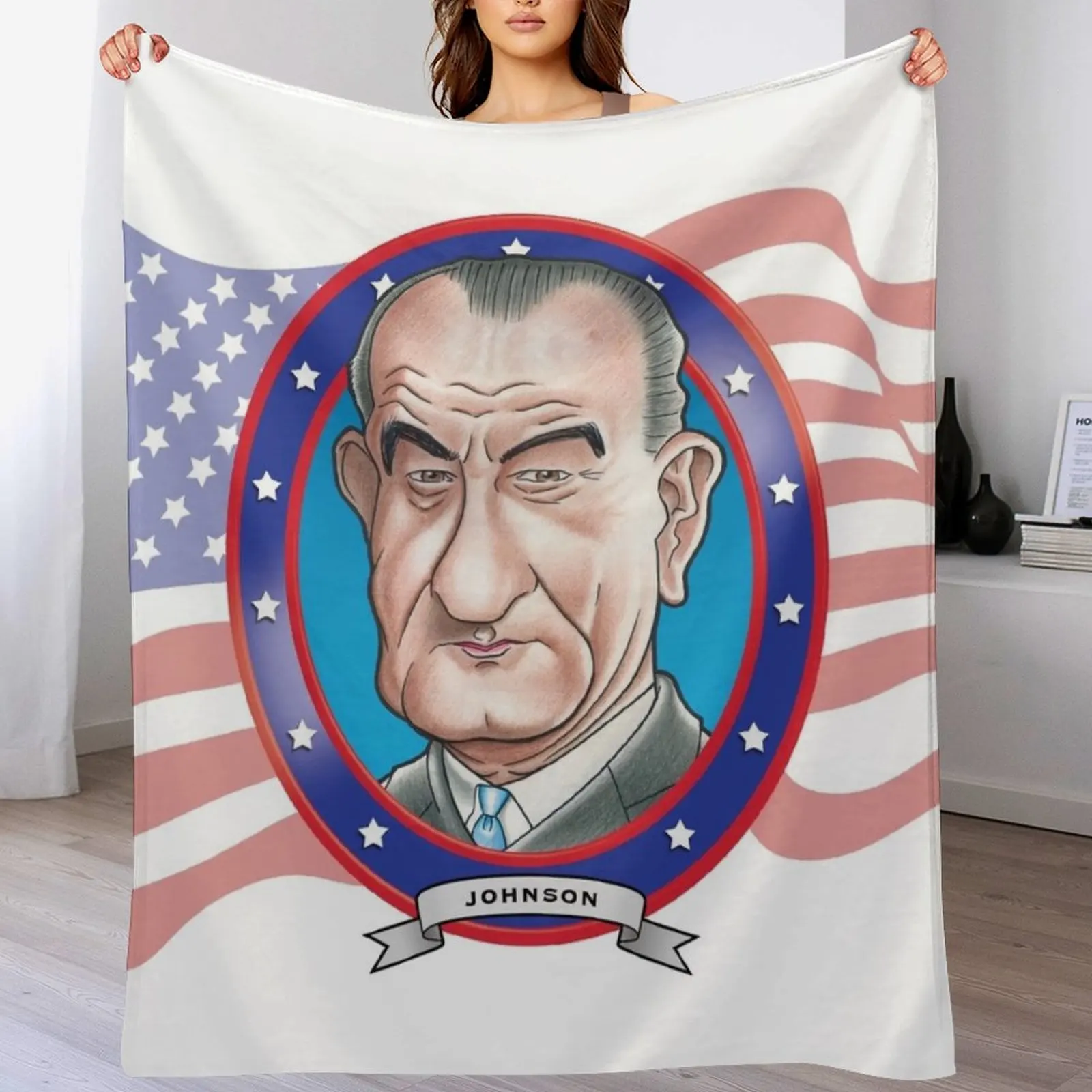 Lyndon B. Johnson Caricatura manta fundas de cama mantas decorativas de manga para el pelo
