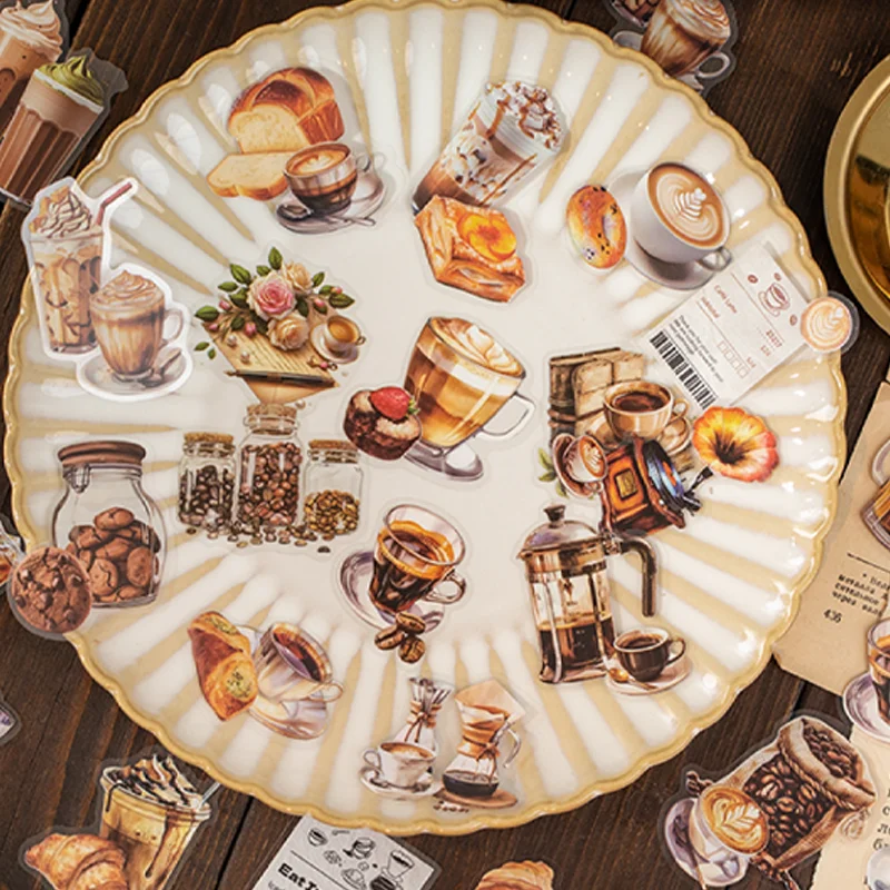 Mr Paper Coffee Landscaping PET Waterproof Sticker Pack Half Quarter Coffee DIY Handbook Diary 60Pcs in