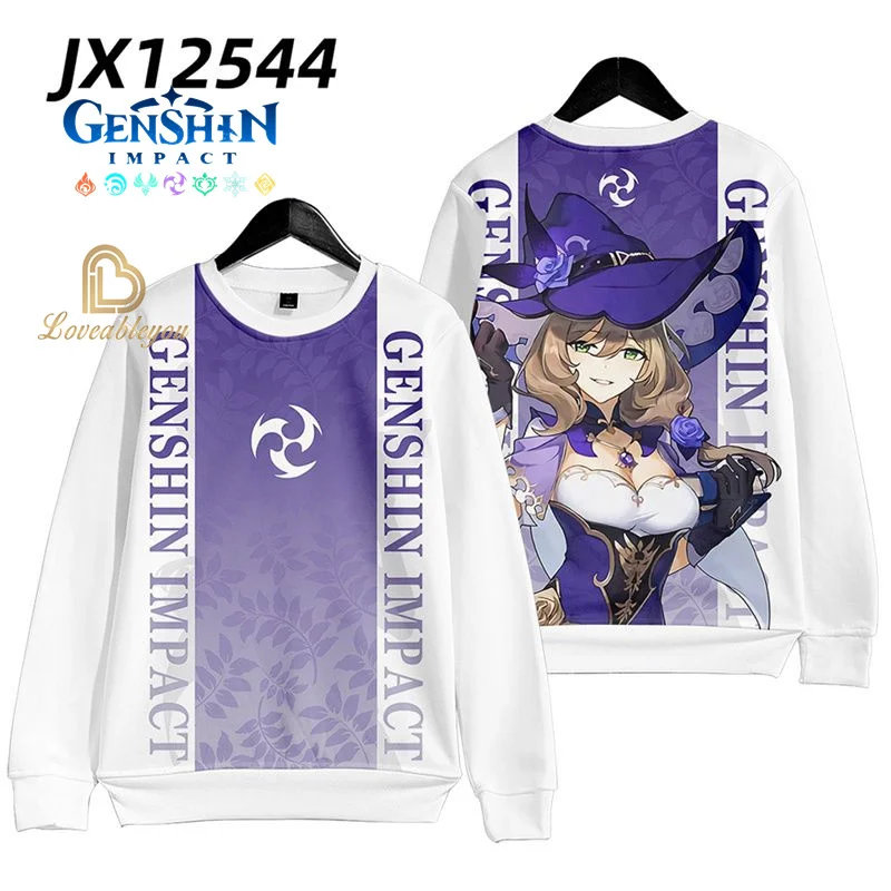 Genshin Impact 3D Printed Boy&Girl O-neck Hoodies for Men Long Sleeve Tops Kujo Sara Lisa Cosplay Children Sweatshirts for Boys