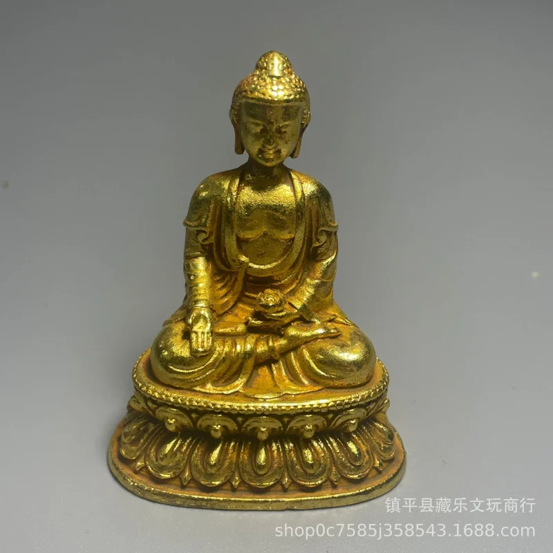 Exquisitely crafted small , gilded Tathagata , Shakyamuni , gold Buddha statue for worshi
