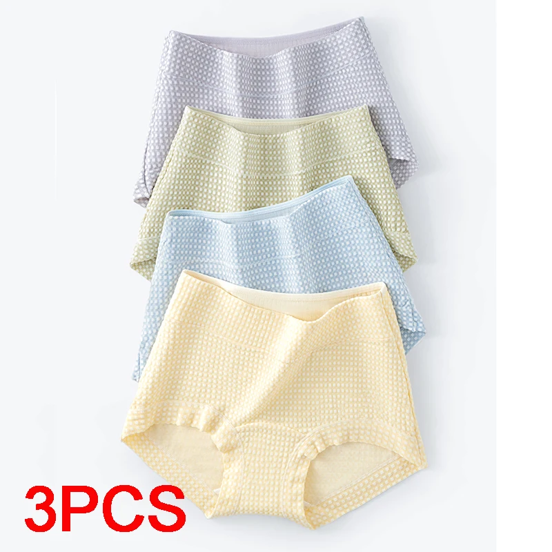 3Pcs Women's Cotton Briefs Fashion Women Underwear Lady Breathable Soft High Shims Panties Set Belly Reducing Panties Lingerie