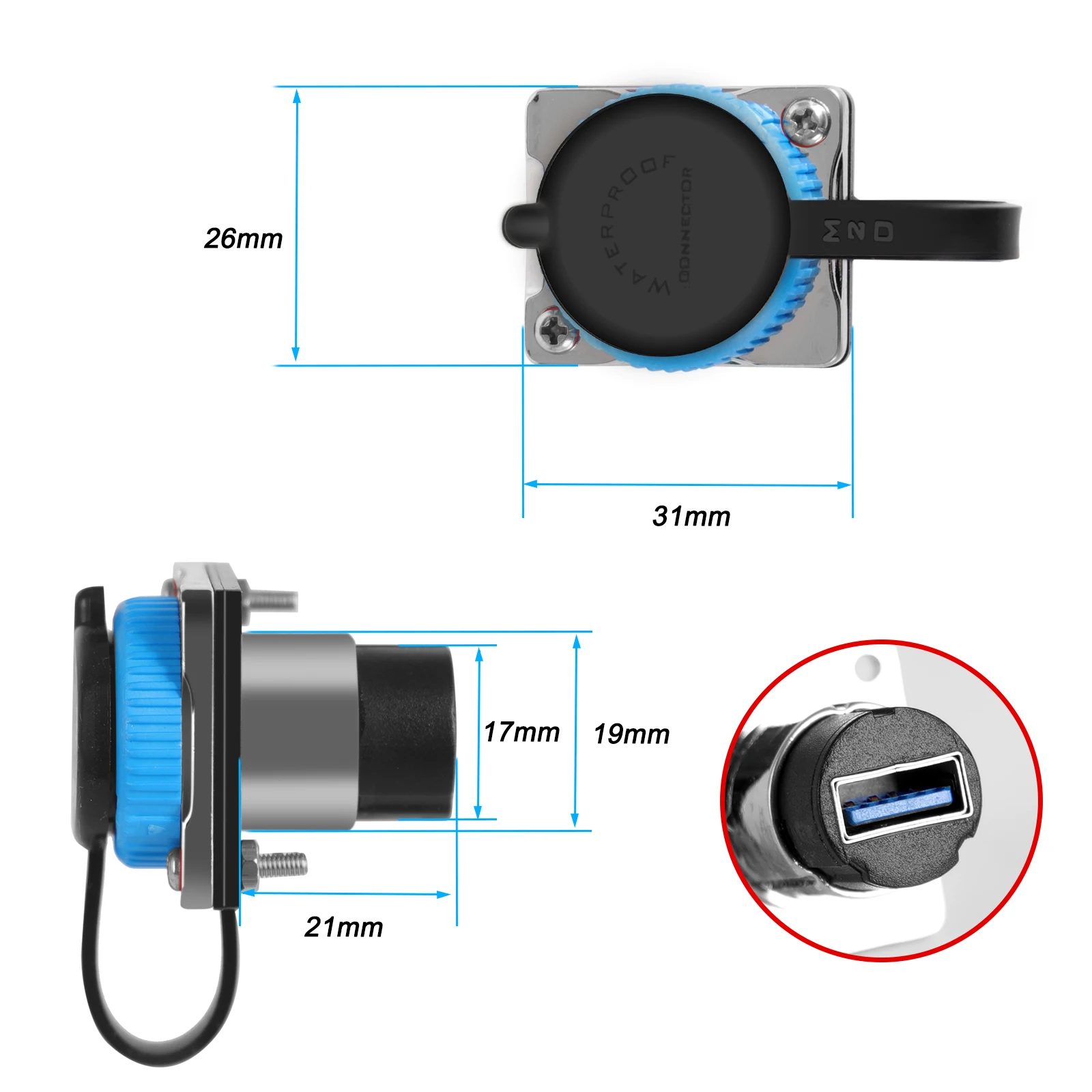 D-Type Modular USB Connector, Nylon & Zinc Alloy Housing, 5Gbps High-Speed Data Transmission