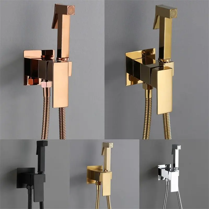 

All-copper pressurized hot and cold women's washer household hotel bathroom toilet spray gun concealed embedded flusher nozzle