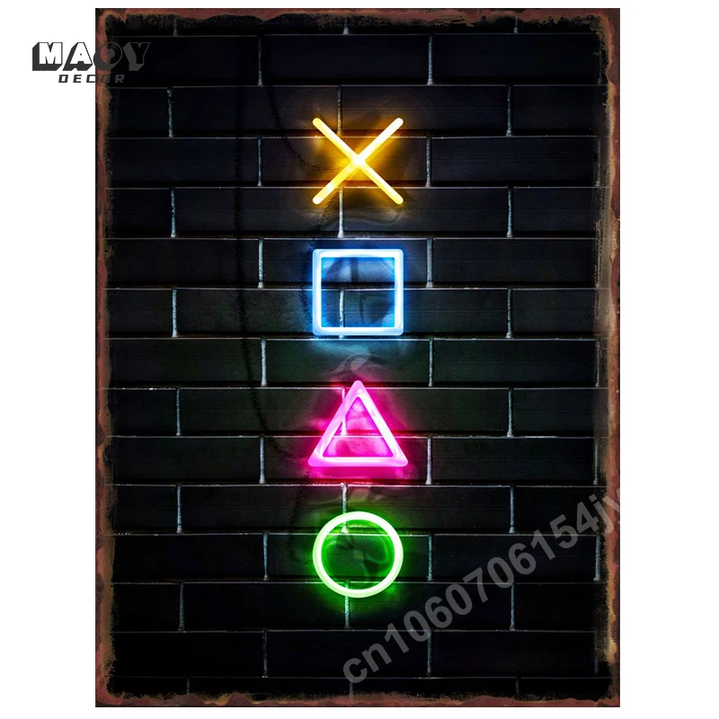 Neon Game Gamer Gaming Metal Tin Sign for Home Wall Art Decoration Teenager Bedroom Plaques Garage Club Bar Plate Vintage Poster
