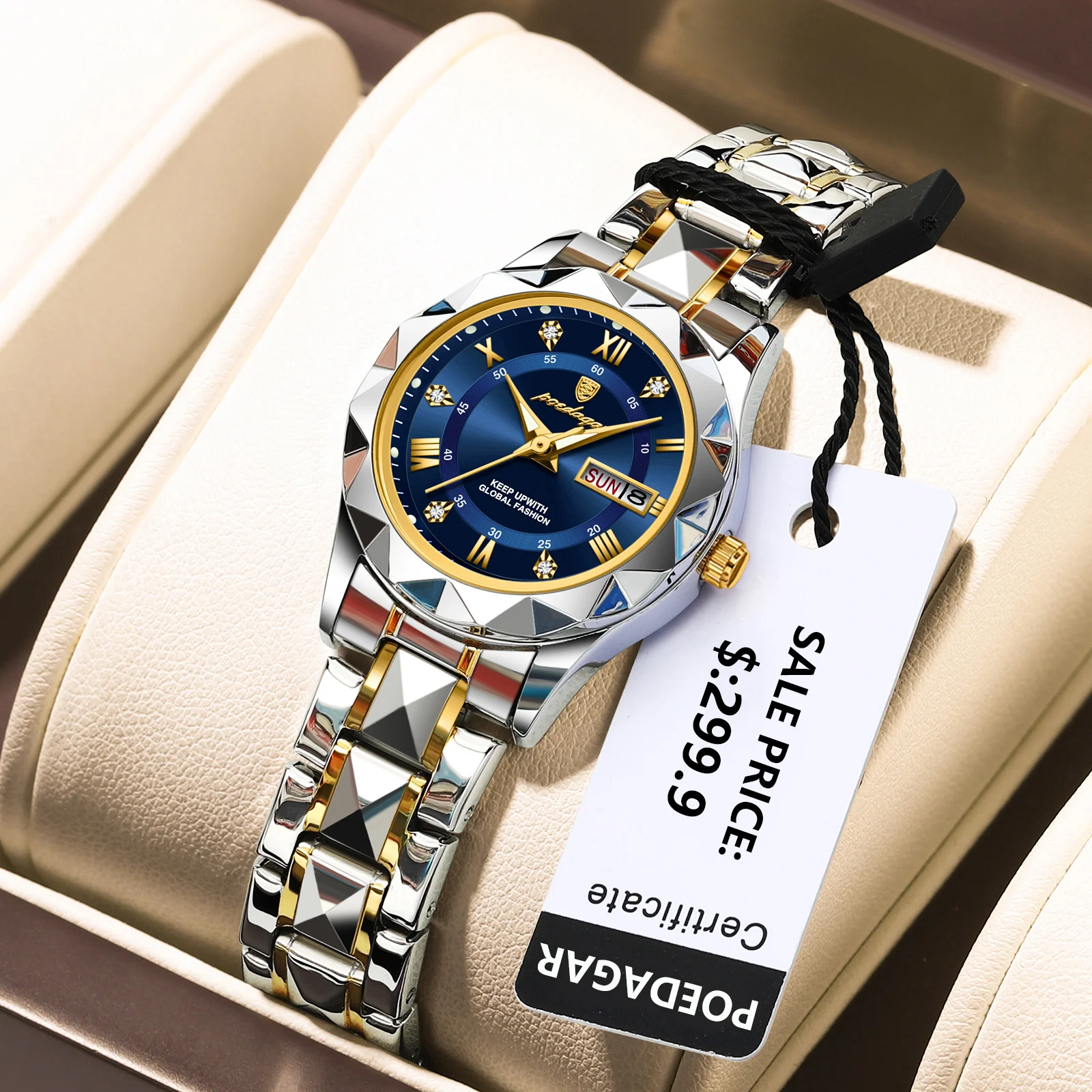 Top Luxury Watches For Women Stainless Steel Week Date Woman Wristwatch Luminous Waterproof Fashion Quartz Ladies Watch